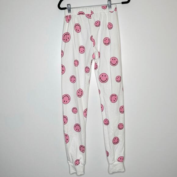 Lola + the Boys Emoji Smiley Face Sweatsuit Set Women's Pink White Size Small - Picture 5 of 8